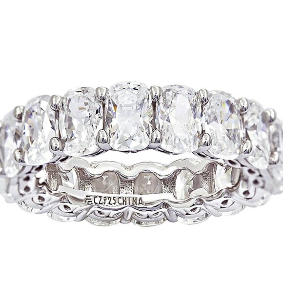 Diamonique Jewelry - Diamonique 8.50 cttw Oval Eternity Band Ring, Platinum Clad Size 8